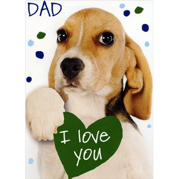 St Bernard Dog 'Love You Dad' Black Rim Glass Coaster Animal Breed Gif DAD-98GC